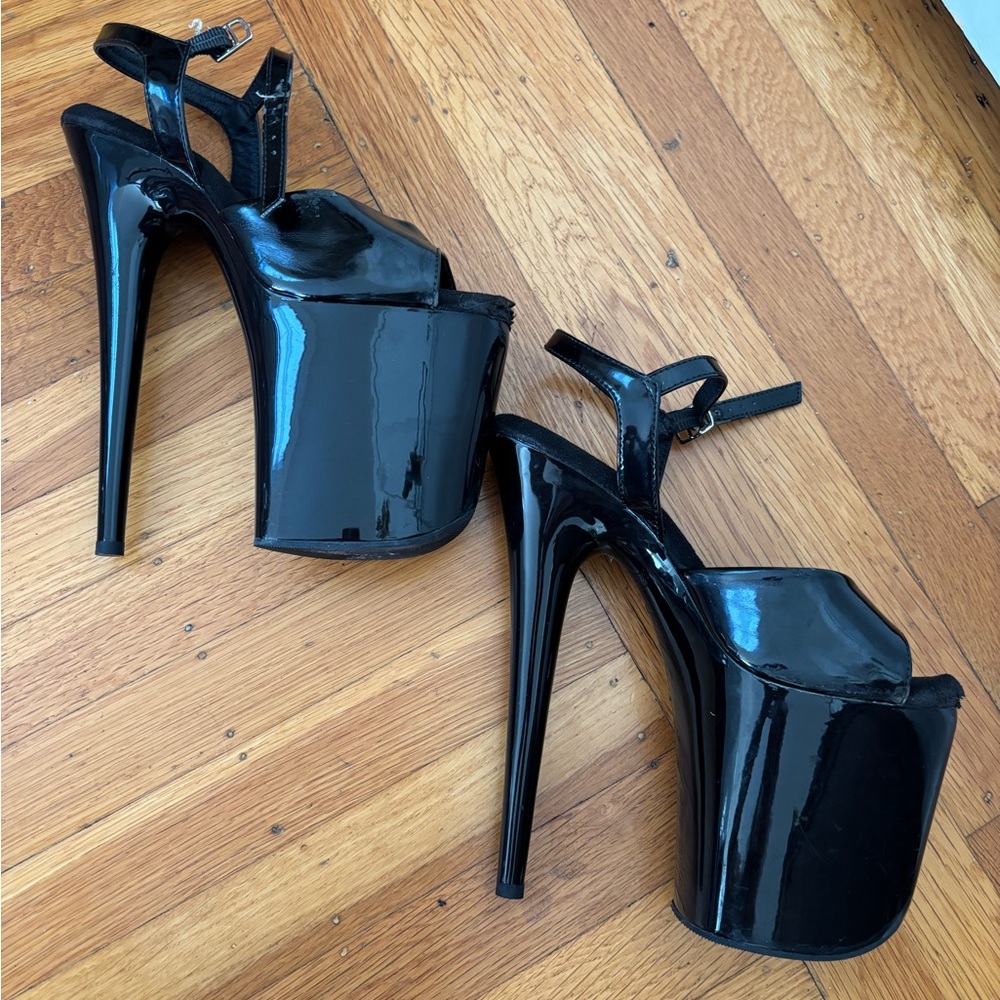 Black Pleaser Platform Stiletto Heels